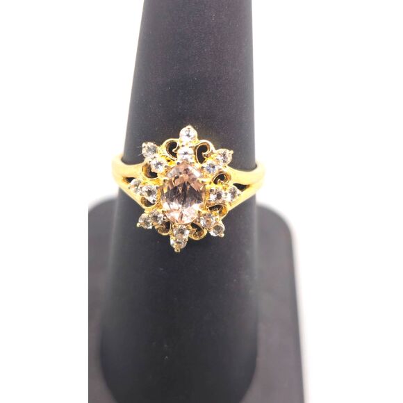 14KT YELLOW GOLD 3.00G PINK & CLEAR STONE RING SIZE 7 (149869-7) - Picture 3 of 3